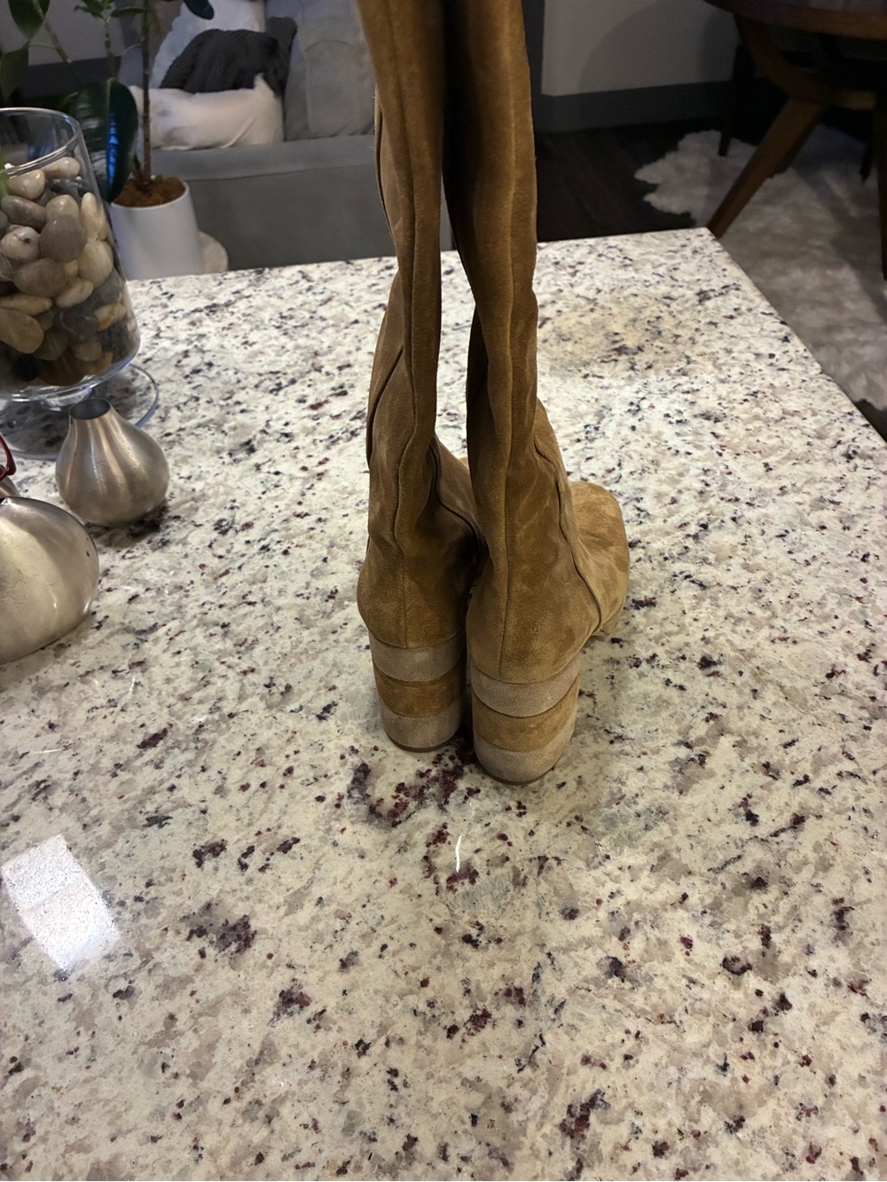Tory Burch Suede Knee-High Platform Boots - Tan - Picture 3 of 9